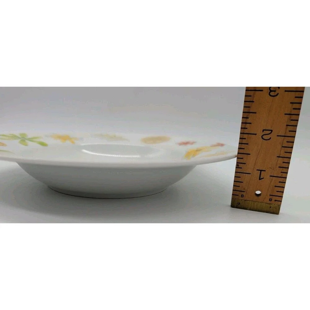 Crate & Barrel Fall Floral Rimmed Soup Bowl Replacement Green Yellow Brown